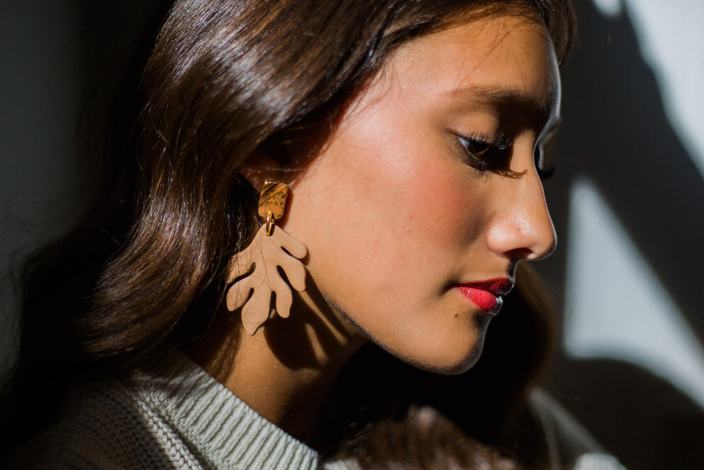 Matisse Tan Earrings with Gold Fleck Post