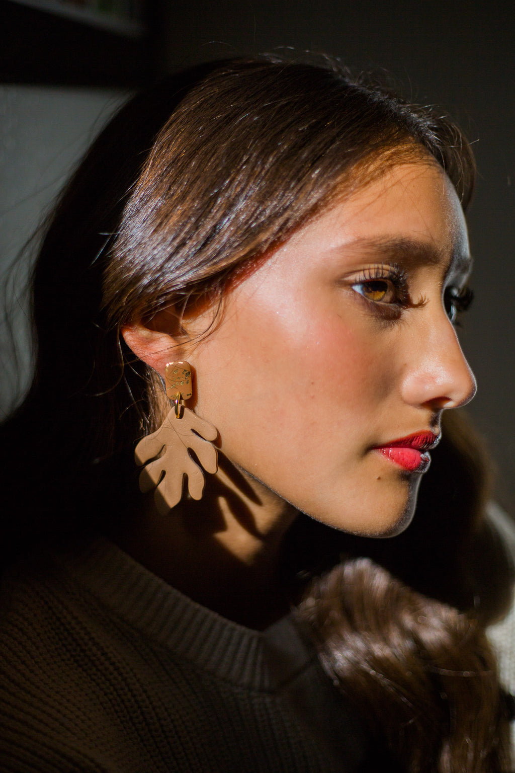 Matisse Tan Earrings with Gold Fleck Post