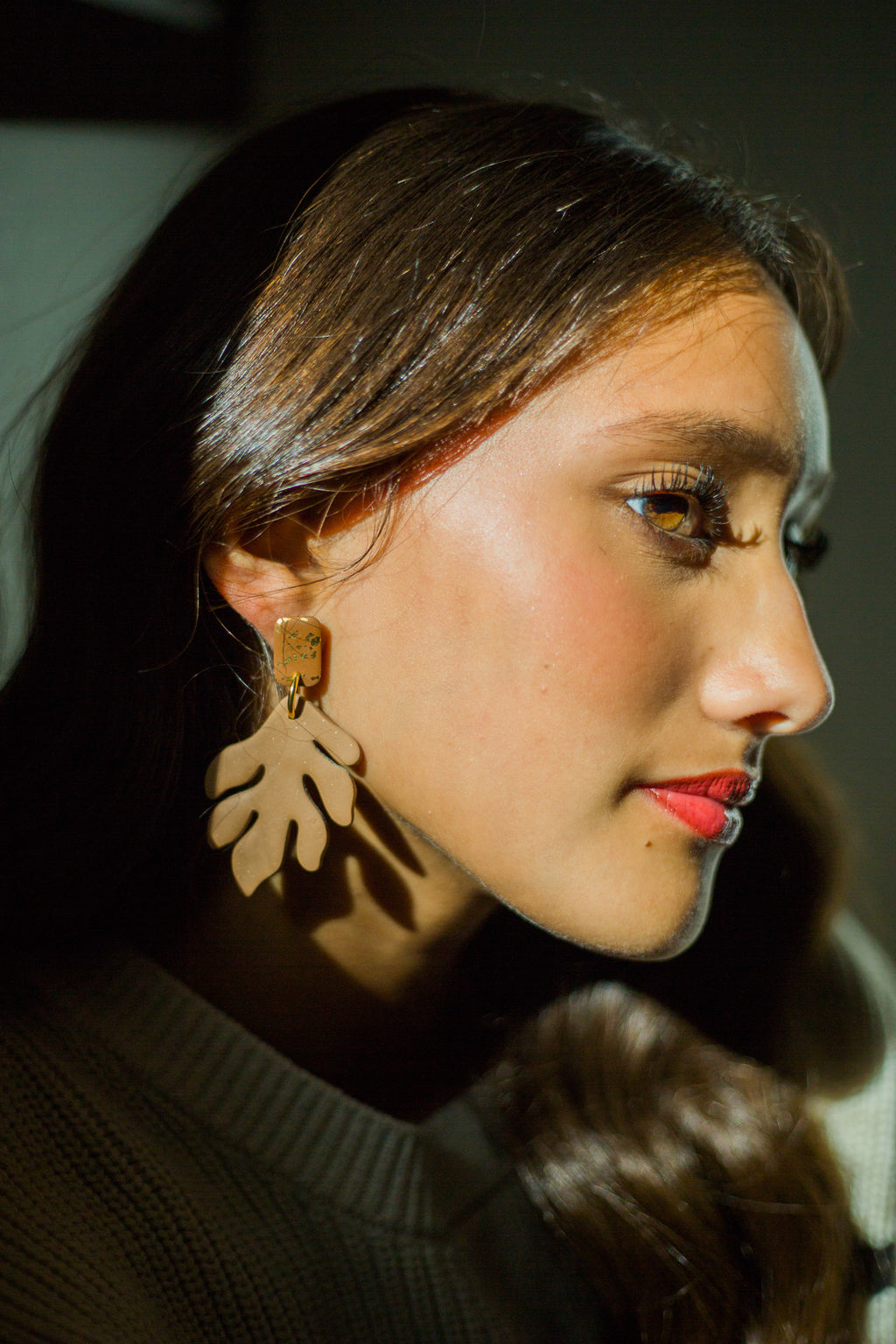 Matisse Tan Earrings with Gold Fleck Post