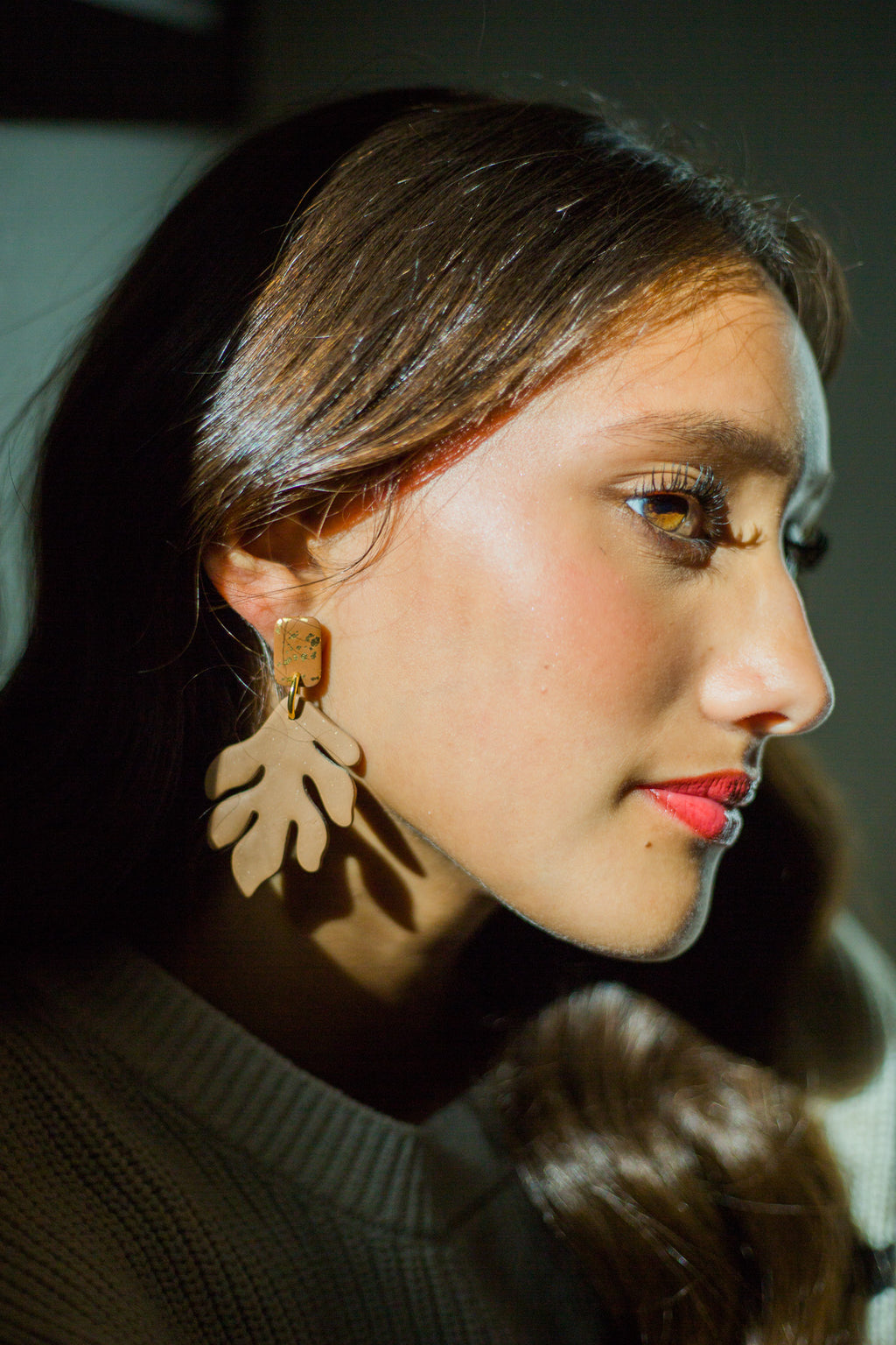 Matisse Tan Earrings with Gold Fleck Post
