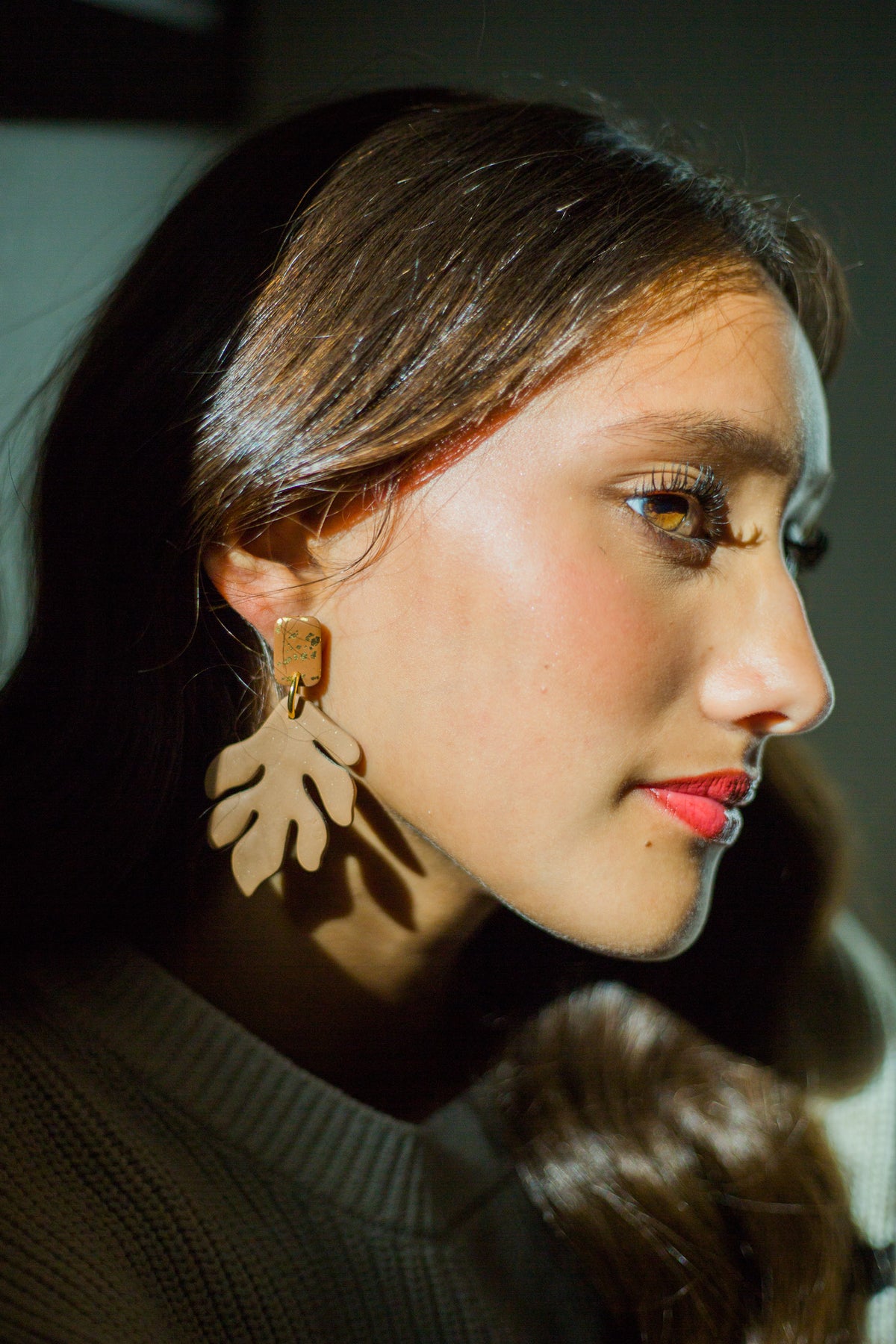 Matisse Tan Earrings with Gold Fleck Post