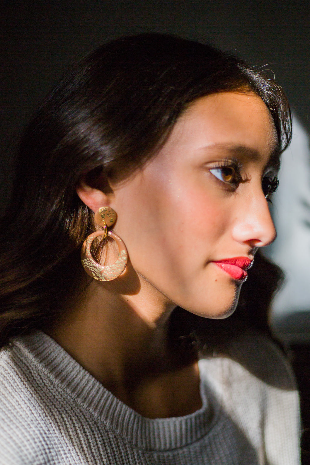 Selene Tan & Gold Fleck Earrings