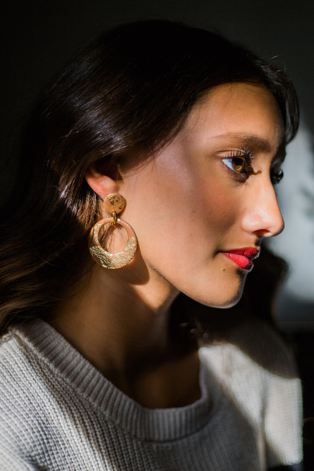 Selene Tan & Gold Fleck Earrings
