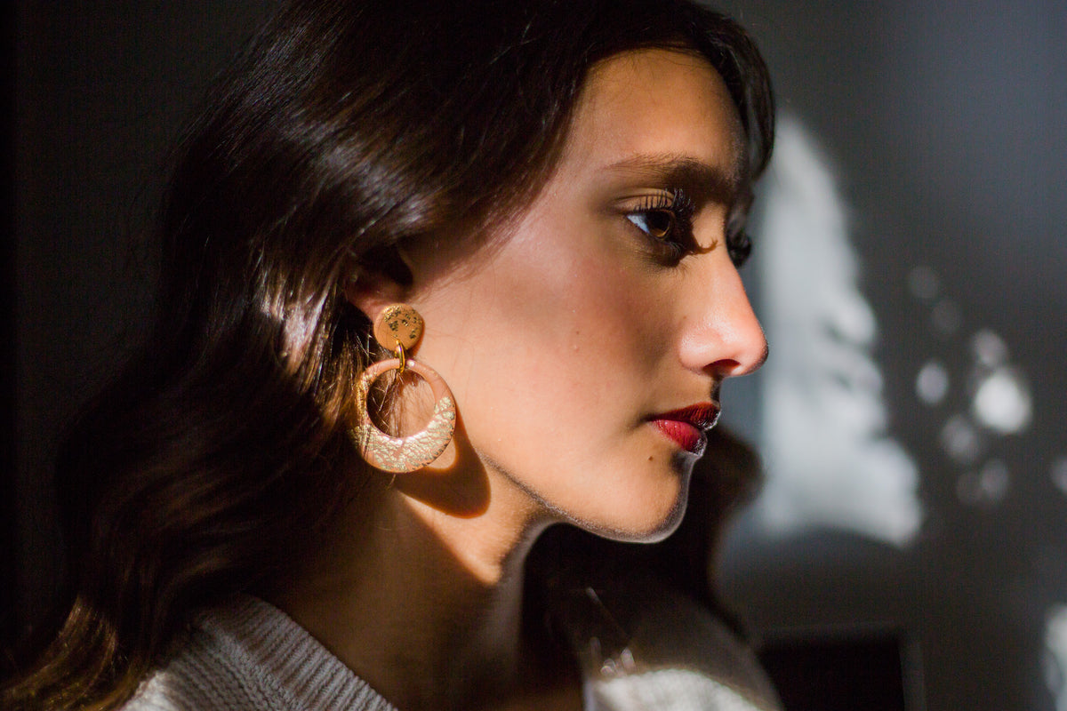 Selene Tan & Gold Fleck Earrings