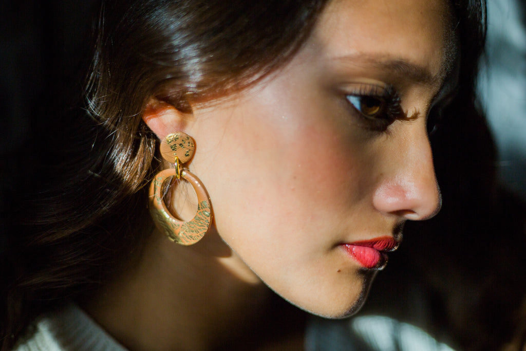 Selene Tan & Gold Fleck Earrings