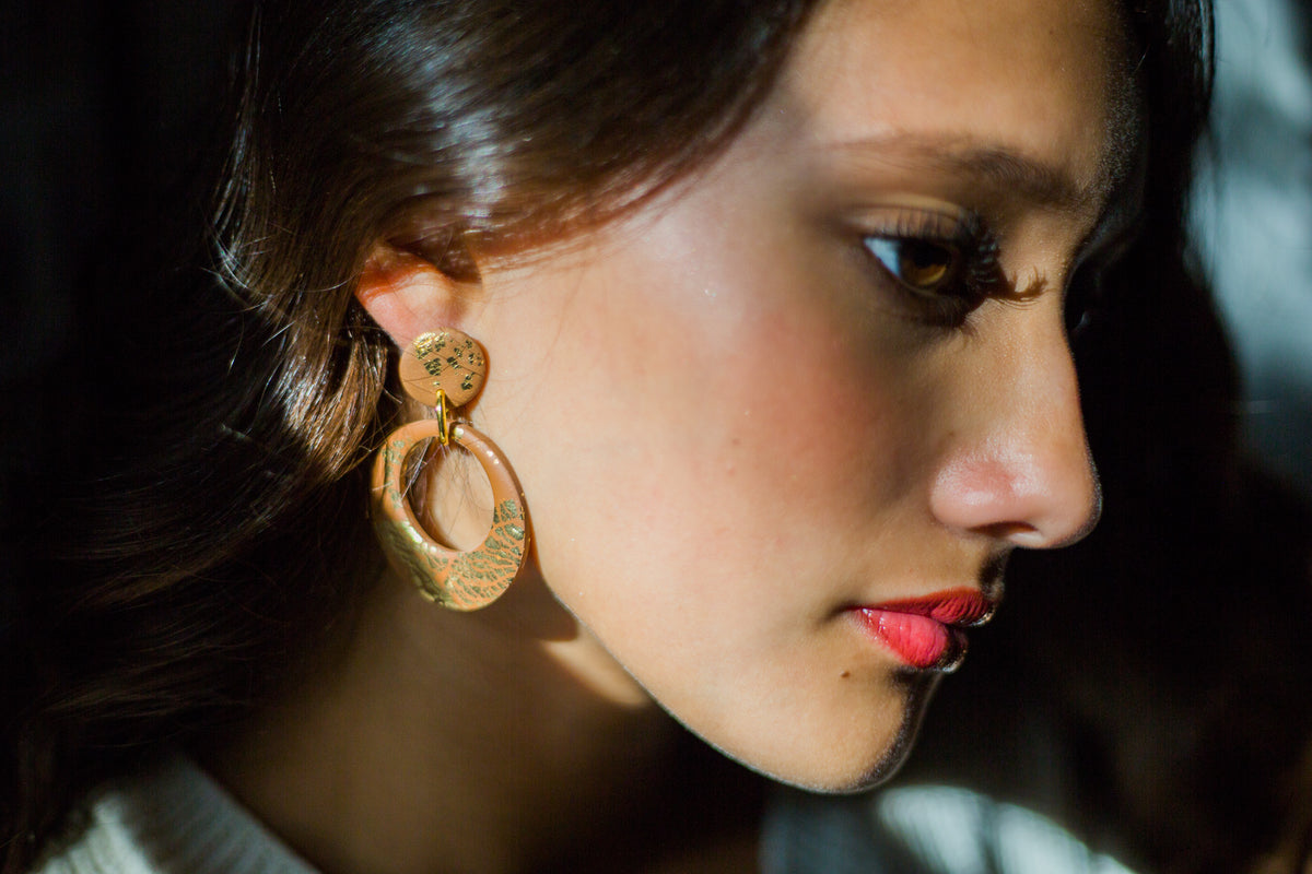Selene Tan & Gold Fleck Earrings