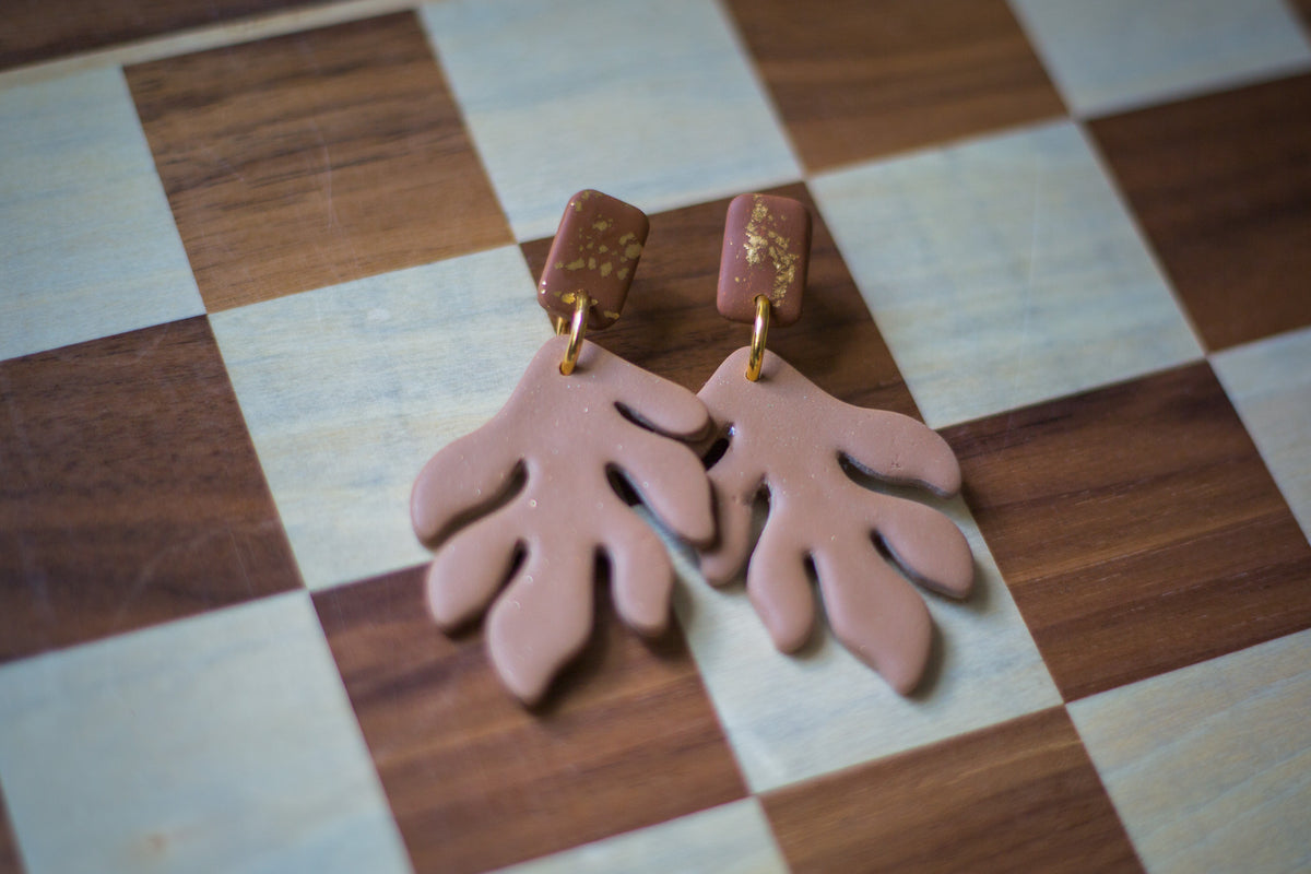 Matisse Tan Earrings with Gold Fleck Post