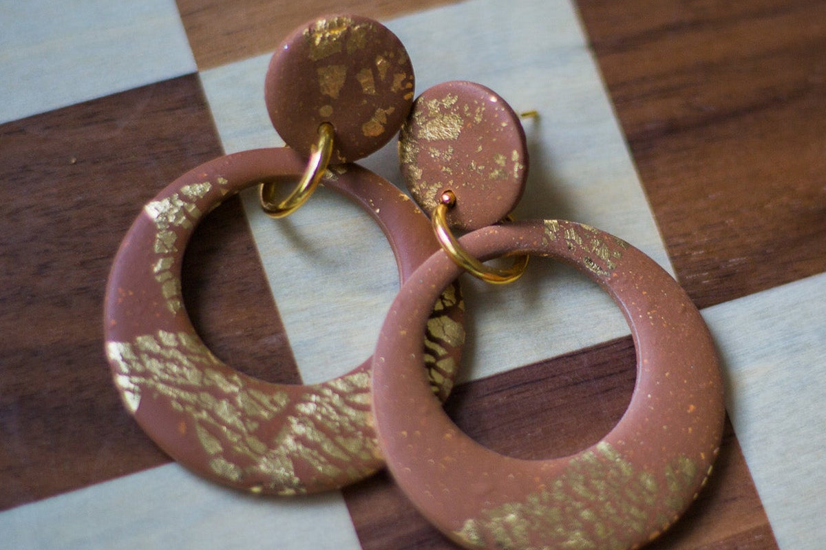 Selene Tan & Gold Fleck Earrings