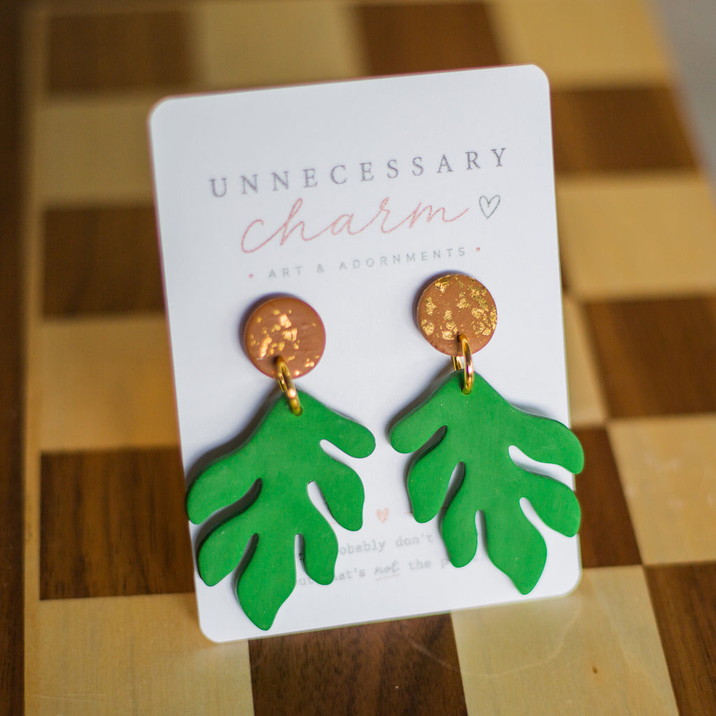 Matisse Green Gold Fleck Circle Posts