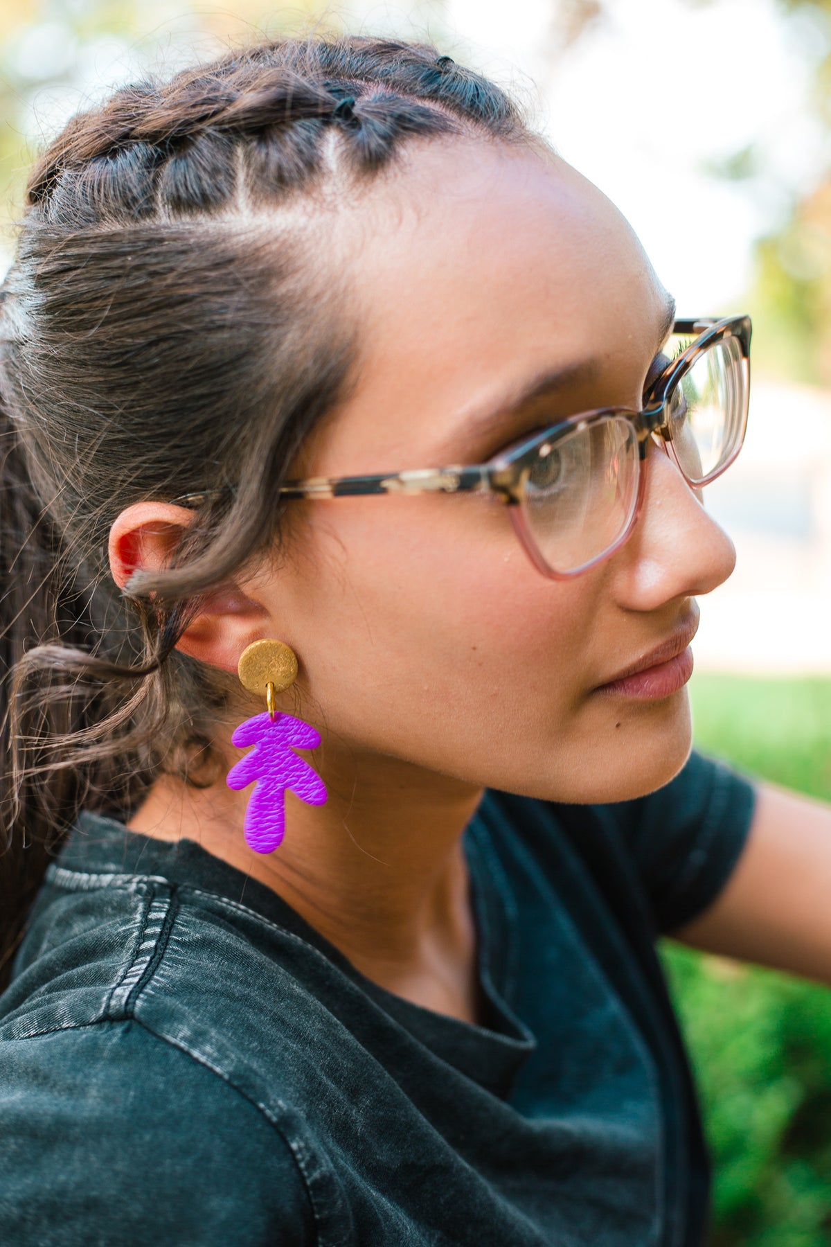 Rowan Electric Purple Faux Leather Gold Post