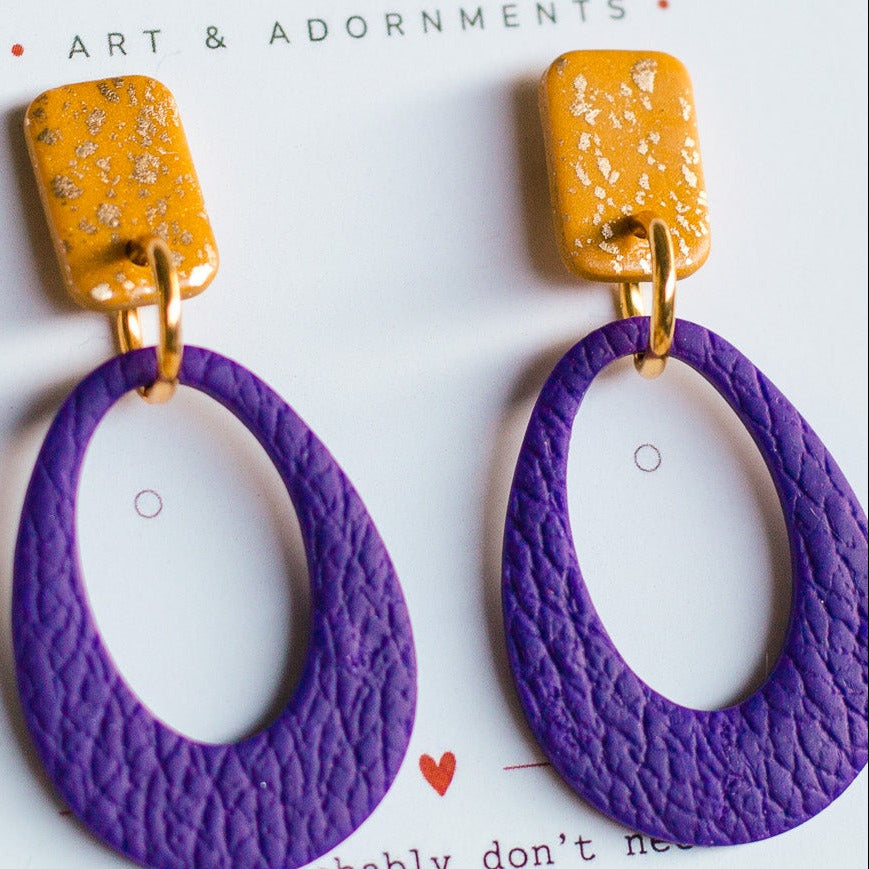 Penn Varsity Purple Faux Leather Gold Posts
